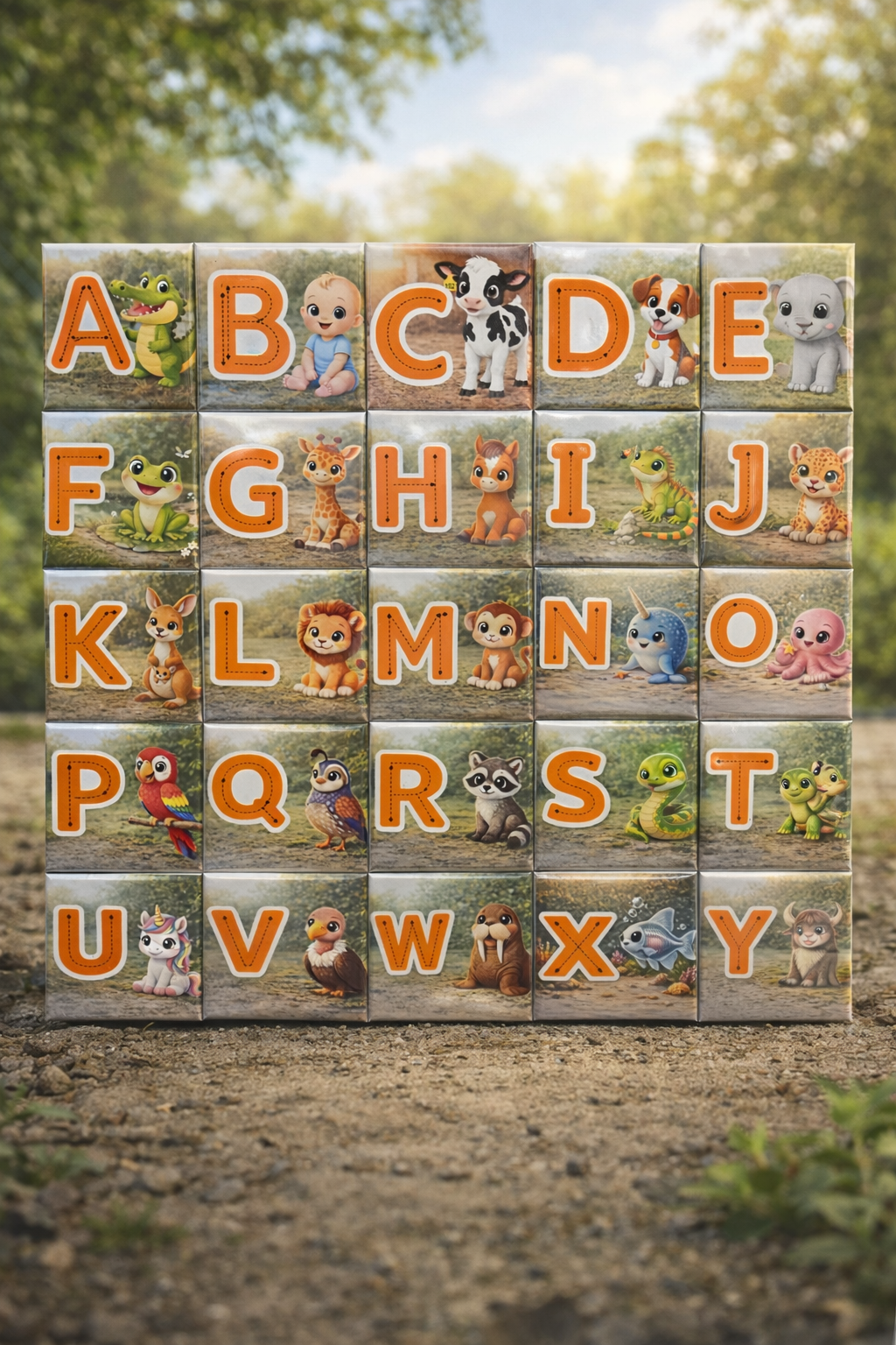 Children’s Trace-the-Alphabet Photo Magnet Set (A–Z)